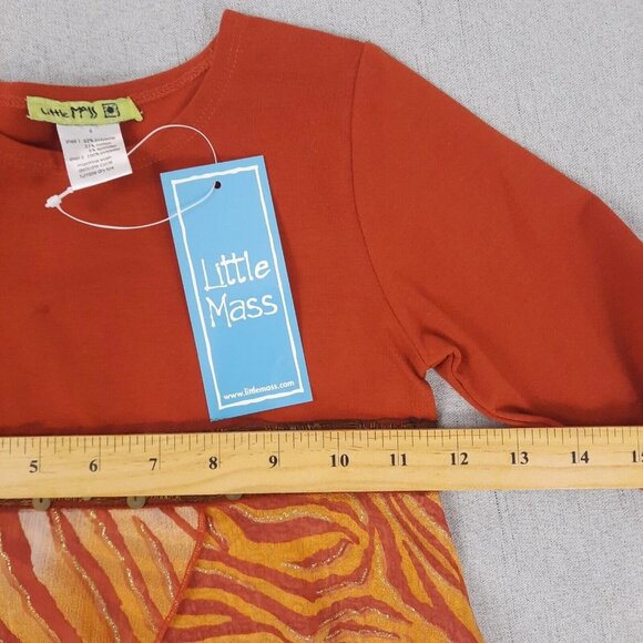 Little Mass Girls Outfit 6 Brown Ruffle Top & Blue Flare Jeans Y2K 2000s Boho - Picture 12 of 16